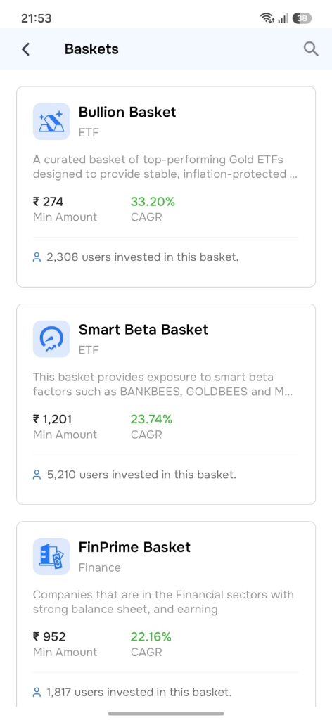 Sharekhan Mobile App - Smart Beta & ETF Investment Baskets