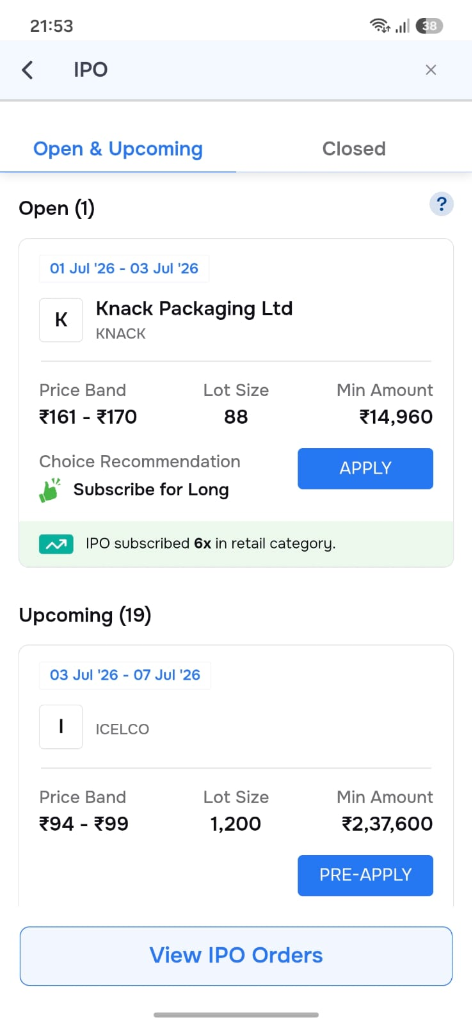 Sharekhan Mobile App - Primary Market & IPO Applications